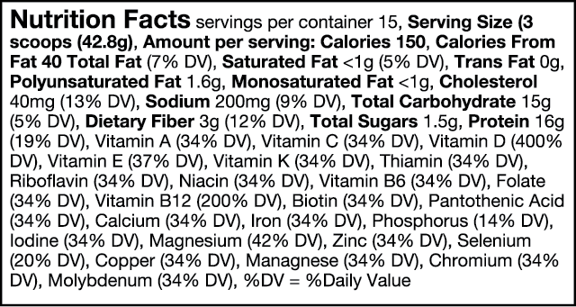 Vida Fuel - Vanilla nutrition facts